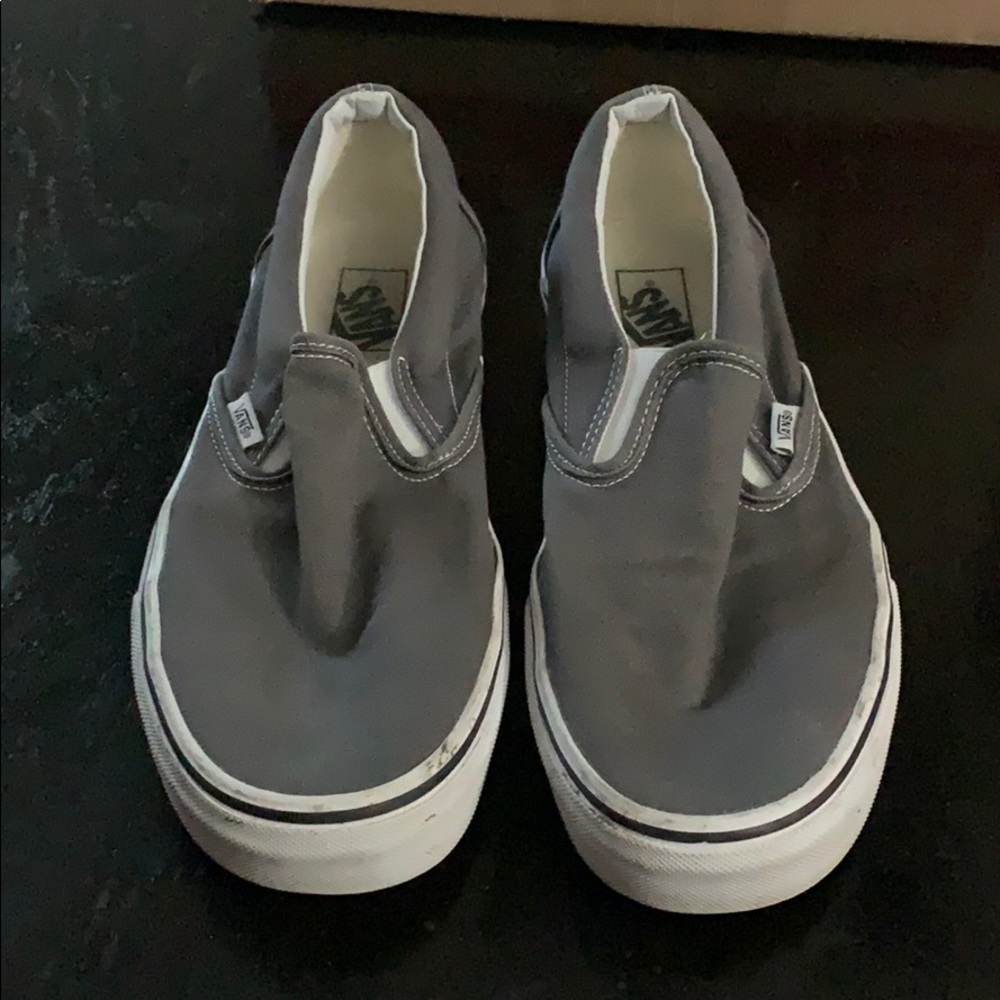 Grey Van Slip Ons. Like new!